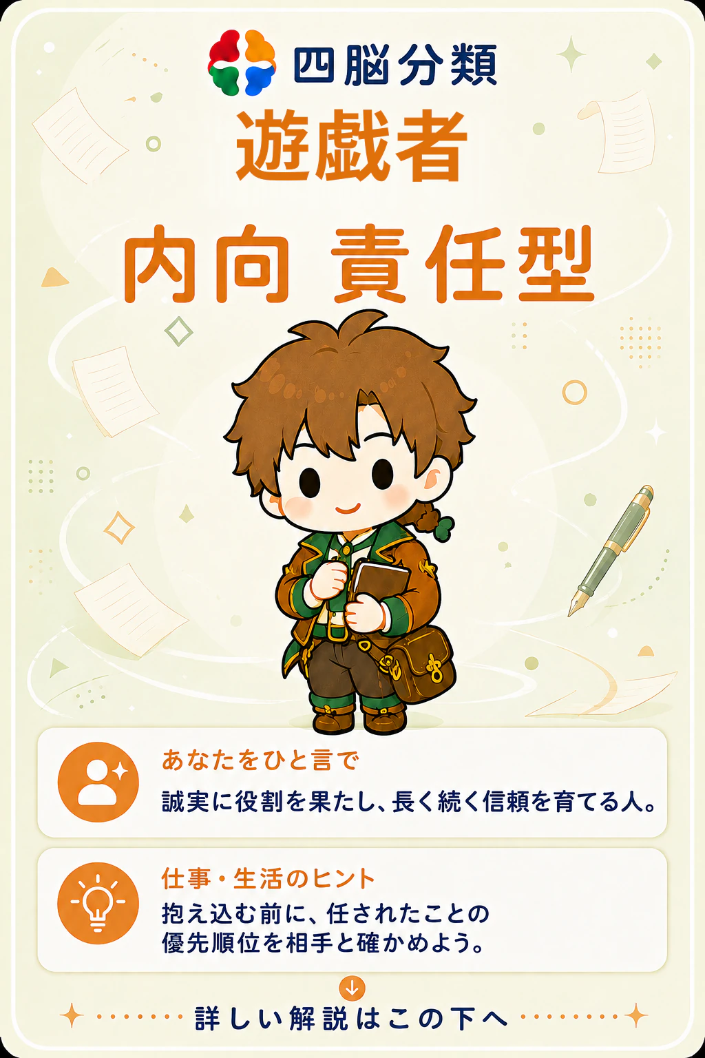 遊戯者内向・責任型の診断結果詳細